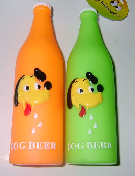 beer bottle toy with squeaker